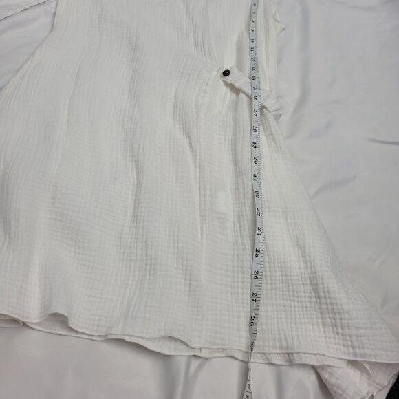 NEW Gaya Lab white gauze asymmetrical cinch side tunic top unisex 6 - Picture 11 of 12